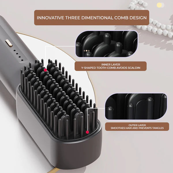 FlexiStraight hair brush straightener for all hair types