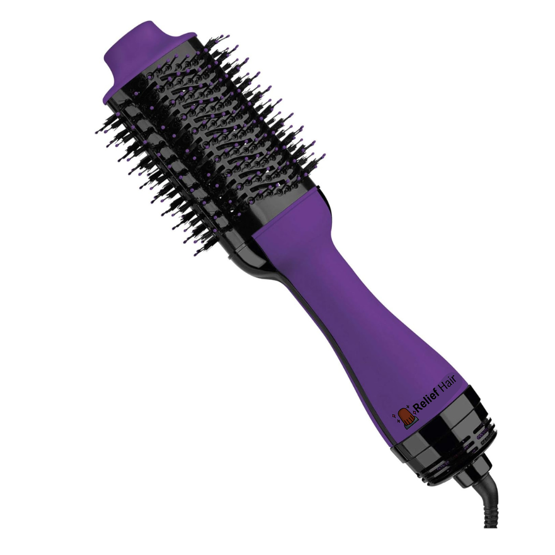 Close-Up of ReliefHair Hair Dryer Brush with Adjustable Heat Settings