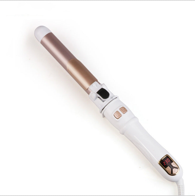 Back view of the white Automatic Hair Curler, showcasing the ergonomic handle design